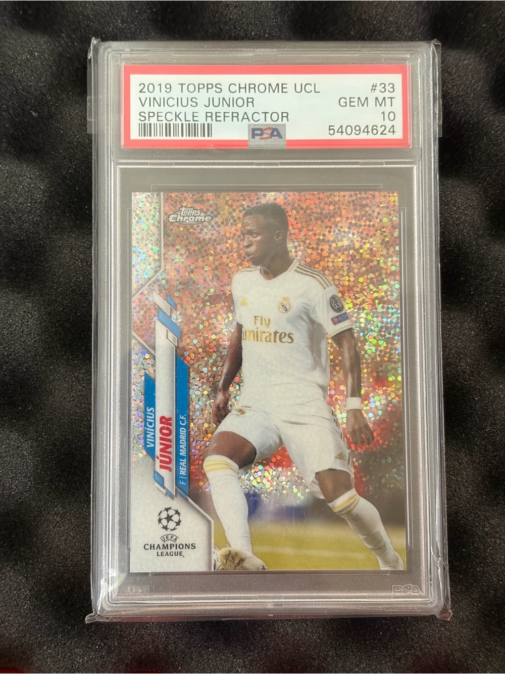 2019 Topps Chrome Speckle Refractor Vinicius Jr #33 Real Madrid PSA 10 GEM MINT
